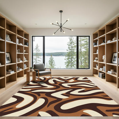 Earthy Abstract Swirl Ribbon Rug
