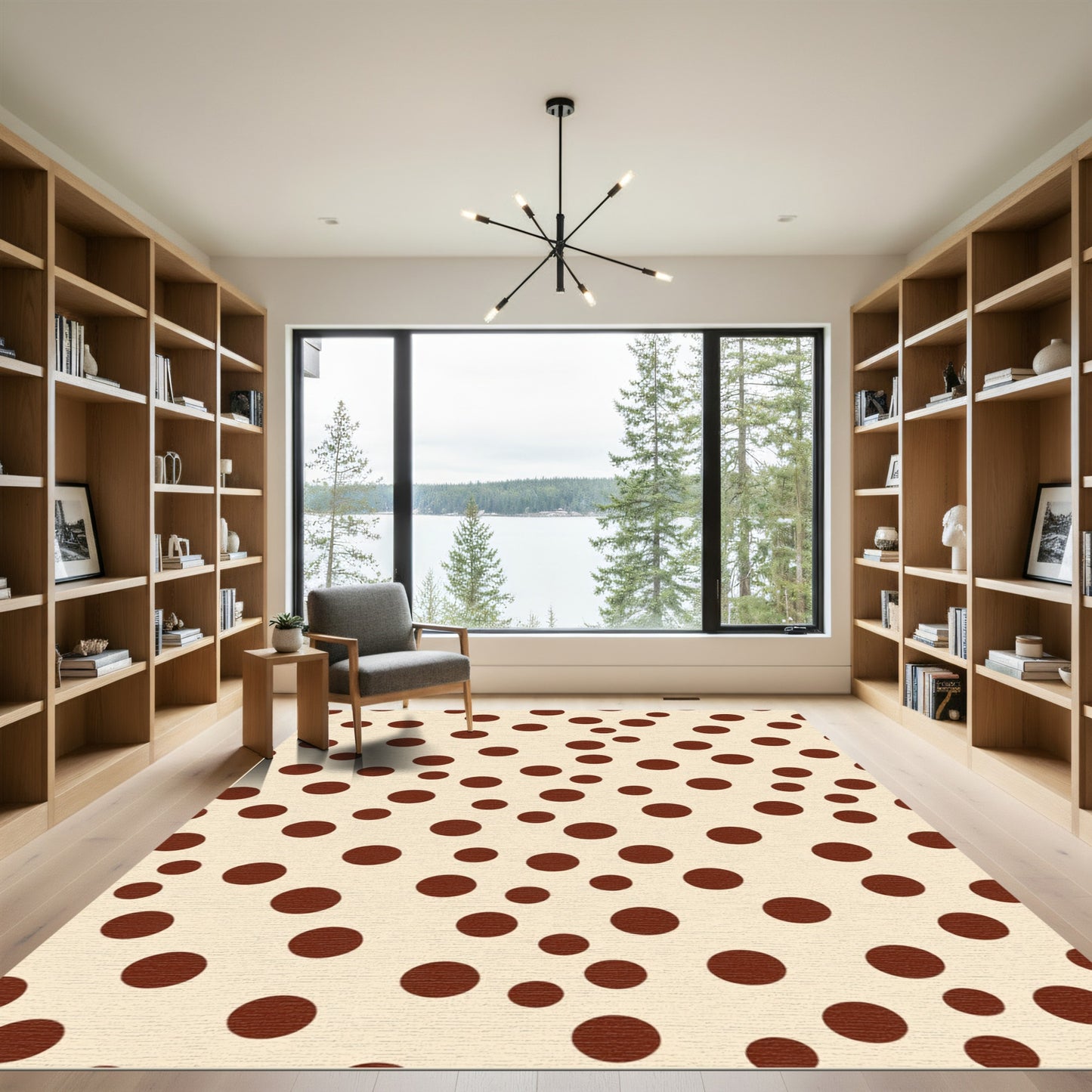 Brown Polka Dot Cream Rug