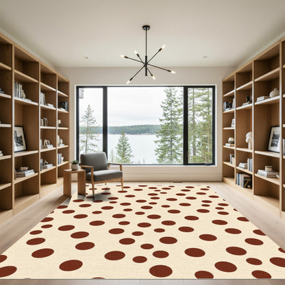 Brown Polka Dot Cream Rug