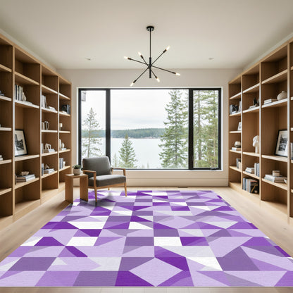 Purple Geometric Triangles Squares Rug