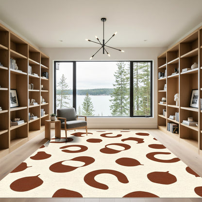 Brown Cream Abstract Ink Spots Rug