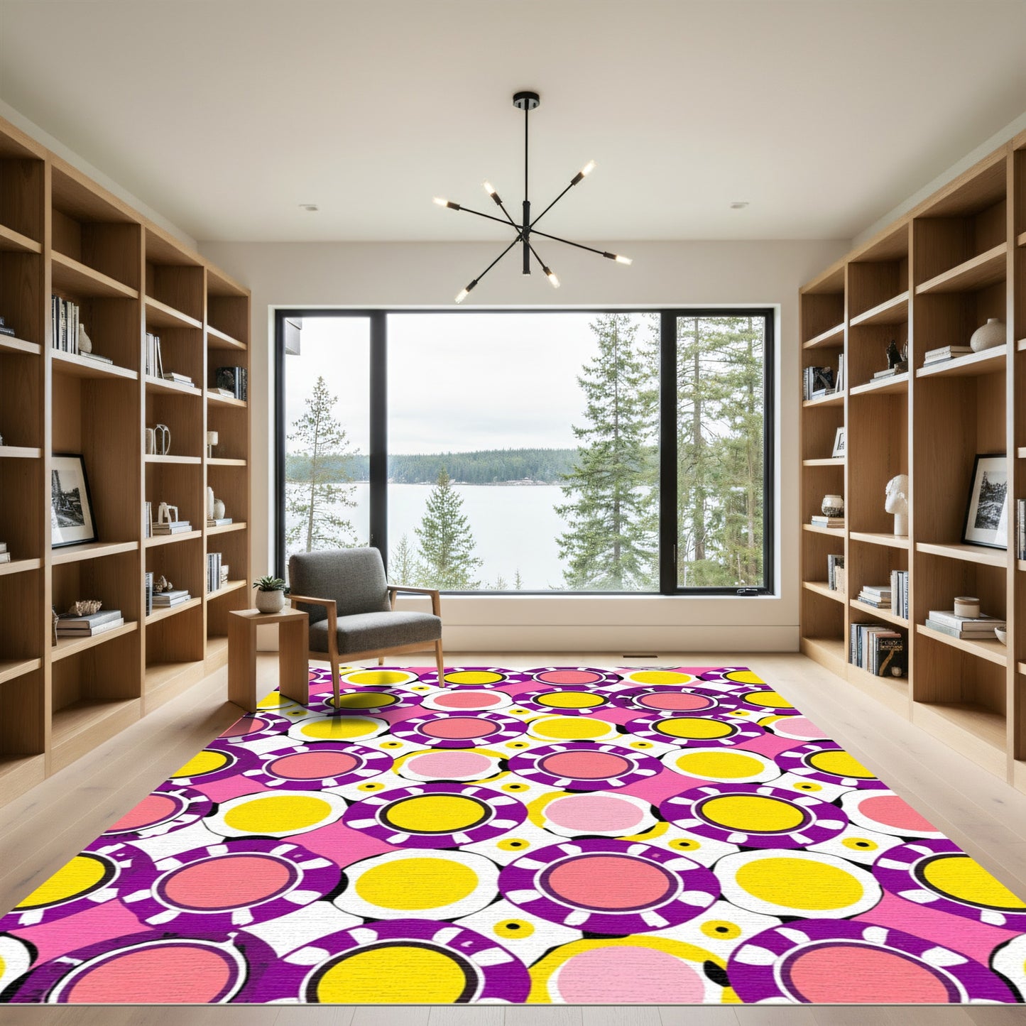 Vibrant Pink Yellow Purple Circles Rug