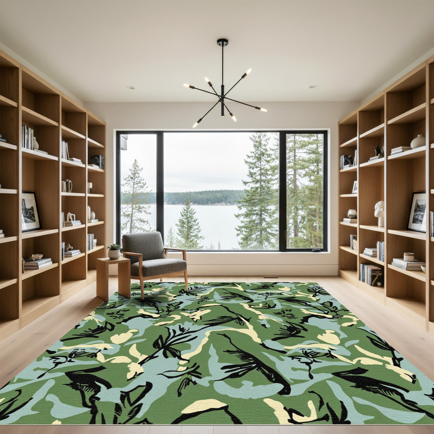 Woodland Camouflage Foliage Abstract Rug