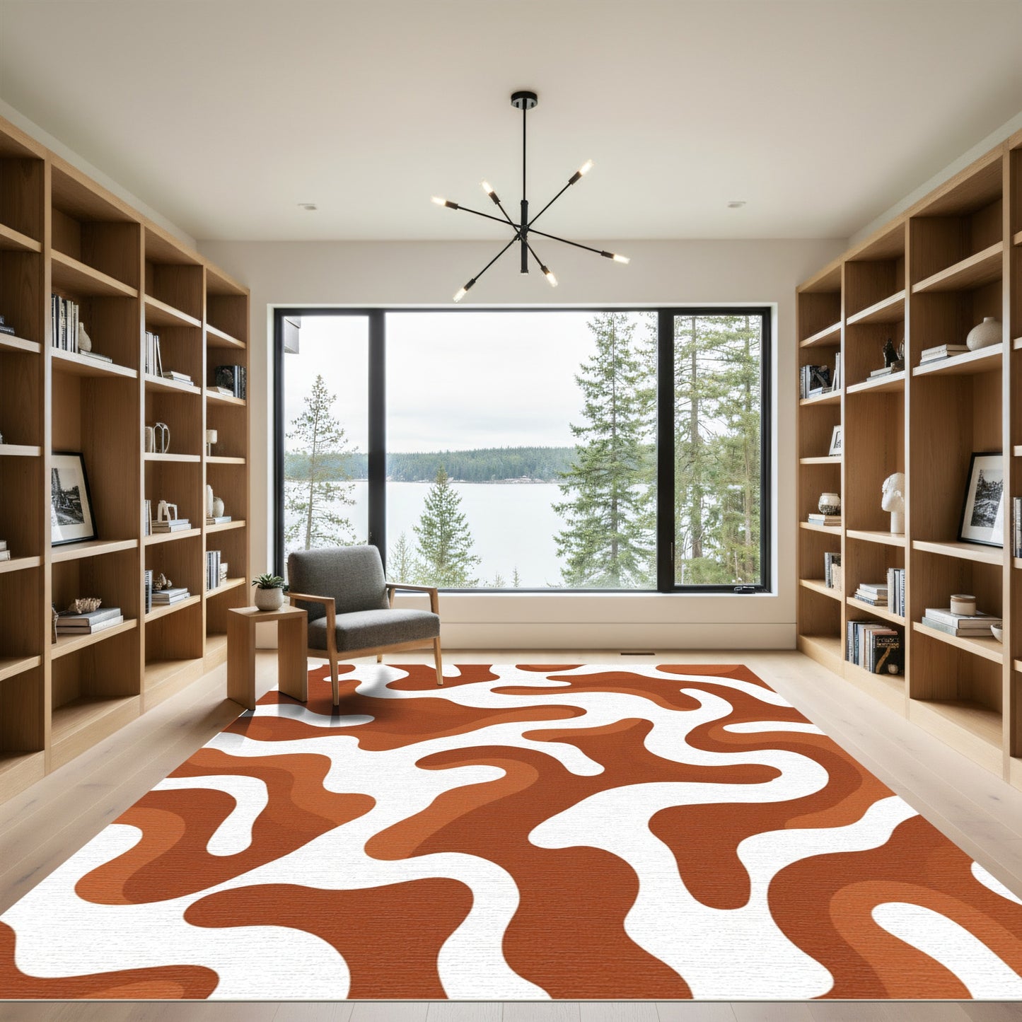 Earthy Terra Cotta Organic Flow Rug