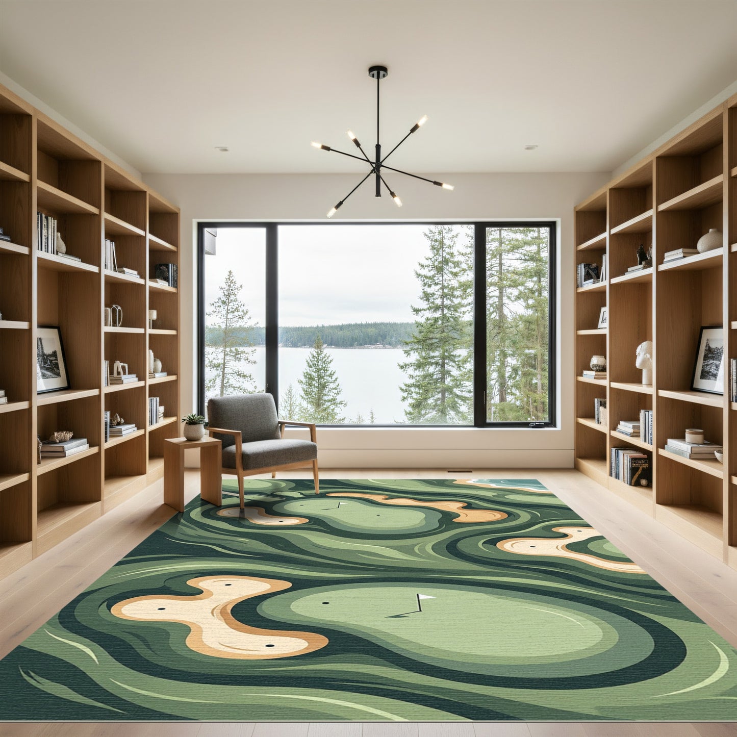 Abstract Sage Golf Course Terrain Map Rug