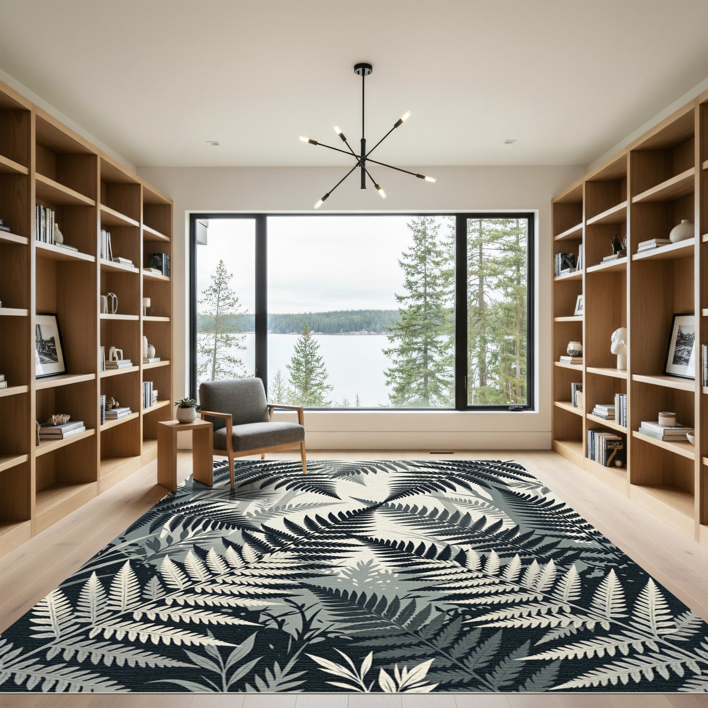 Monochromatic Fern Forest Overlay Rug