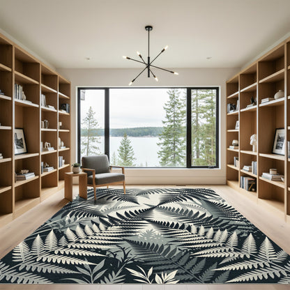 Monochromatic Fern Forest Overlay Rug