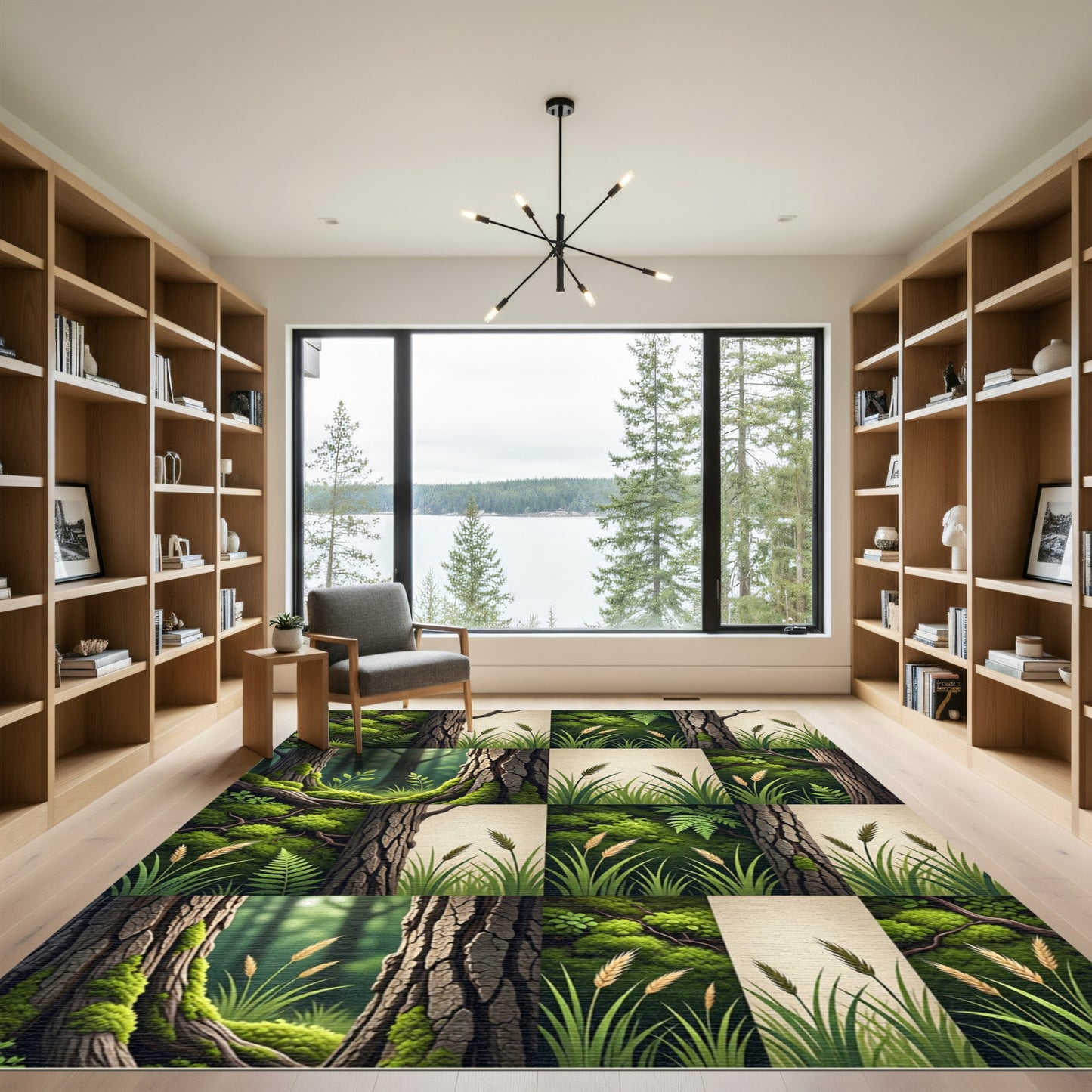 Forest Floor Greenery Wheat Stalks Rug