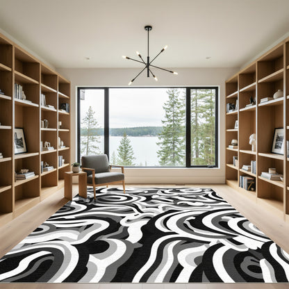 Monochromatic Abstraction Swirl Rug