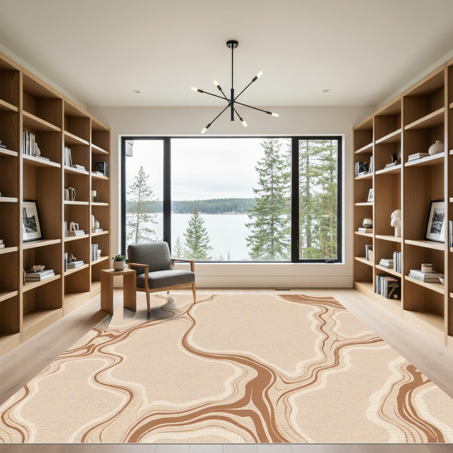 Earthy Warm Tones Flowing Lines Rug