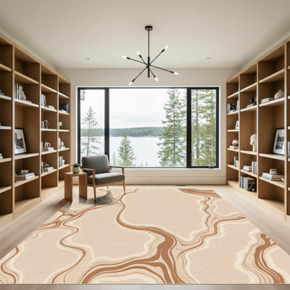 Earthy Warm Tones Flowing Lines Rug