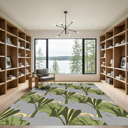 Green Tropical Leaf Repeat Rug