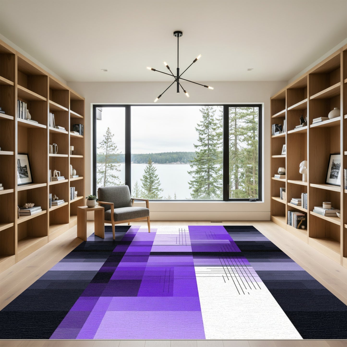Modern Geometric Purple Shading Abstract Rug