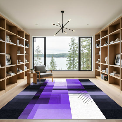 Modern Geometric Purple Shading Abstract Rug