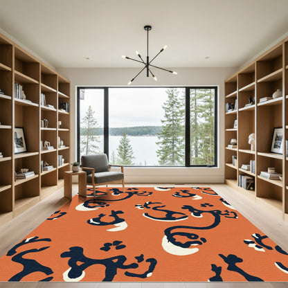 Orange Ochre Abstract Organic Flow Rug