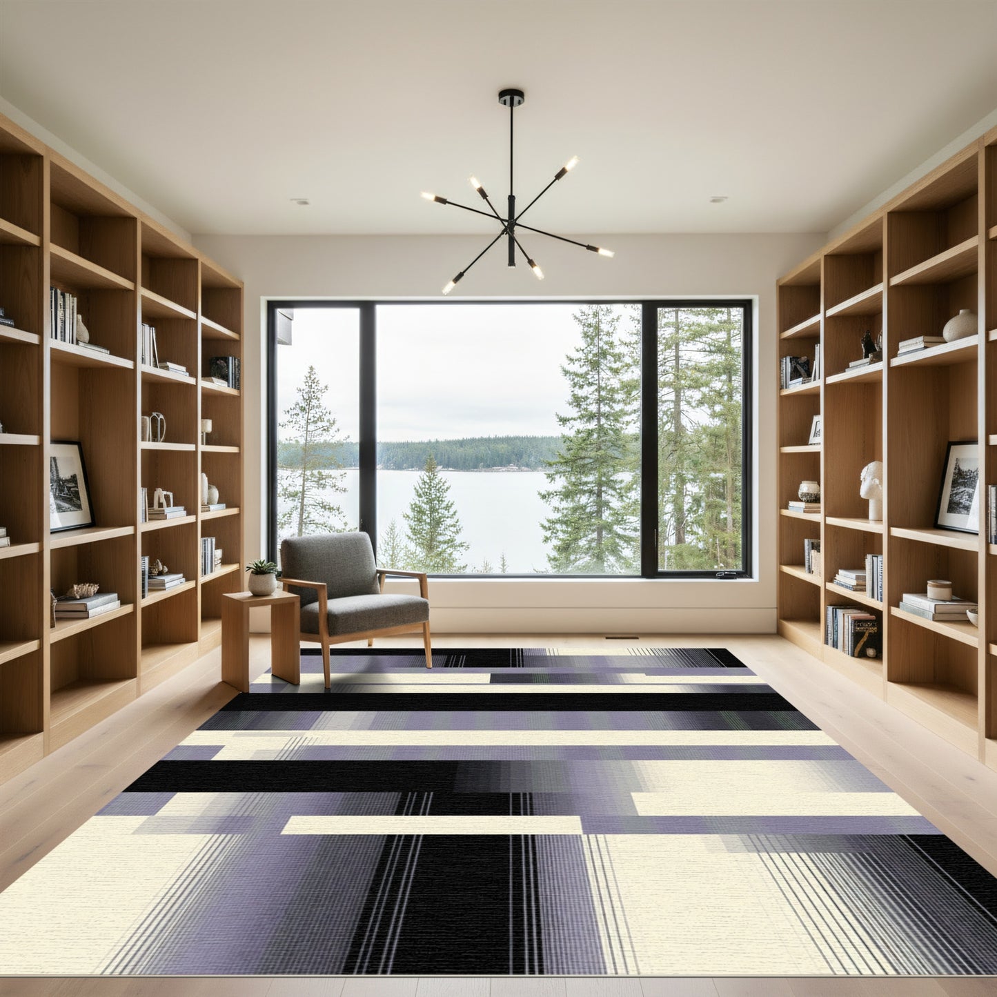 Linear Lavender Gray Glitch Rug