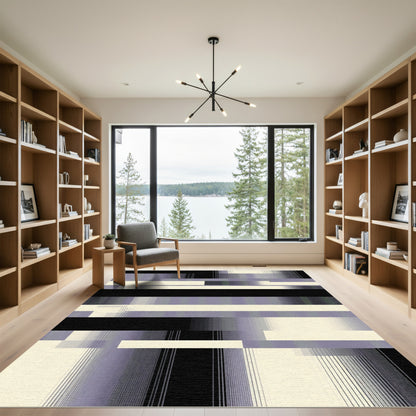 Linear Lavender Gray Glitch Rug