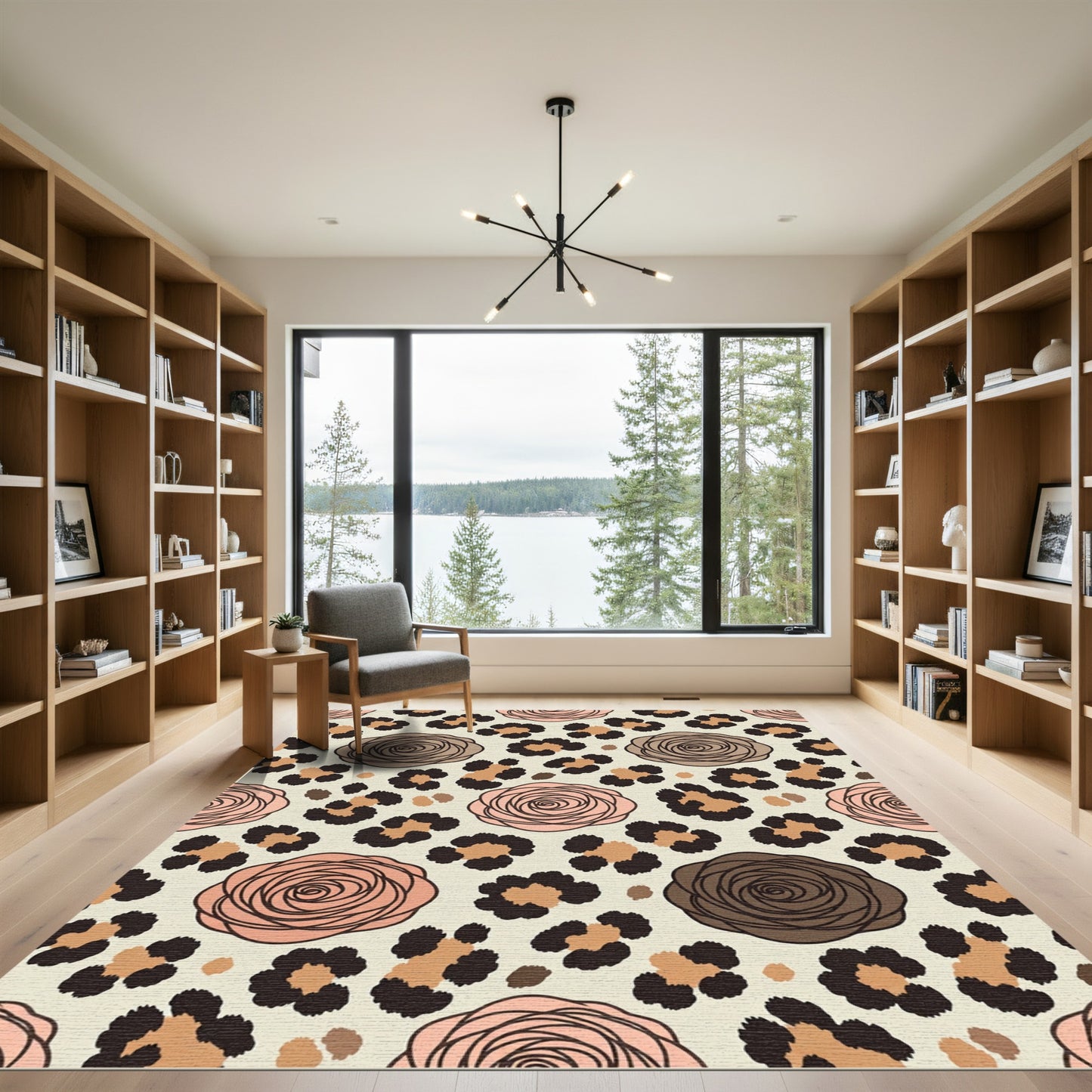 Blush Rose Leopard Spots Animal Fusion Rug