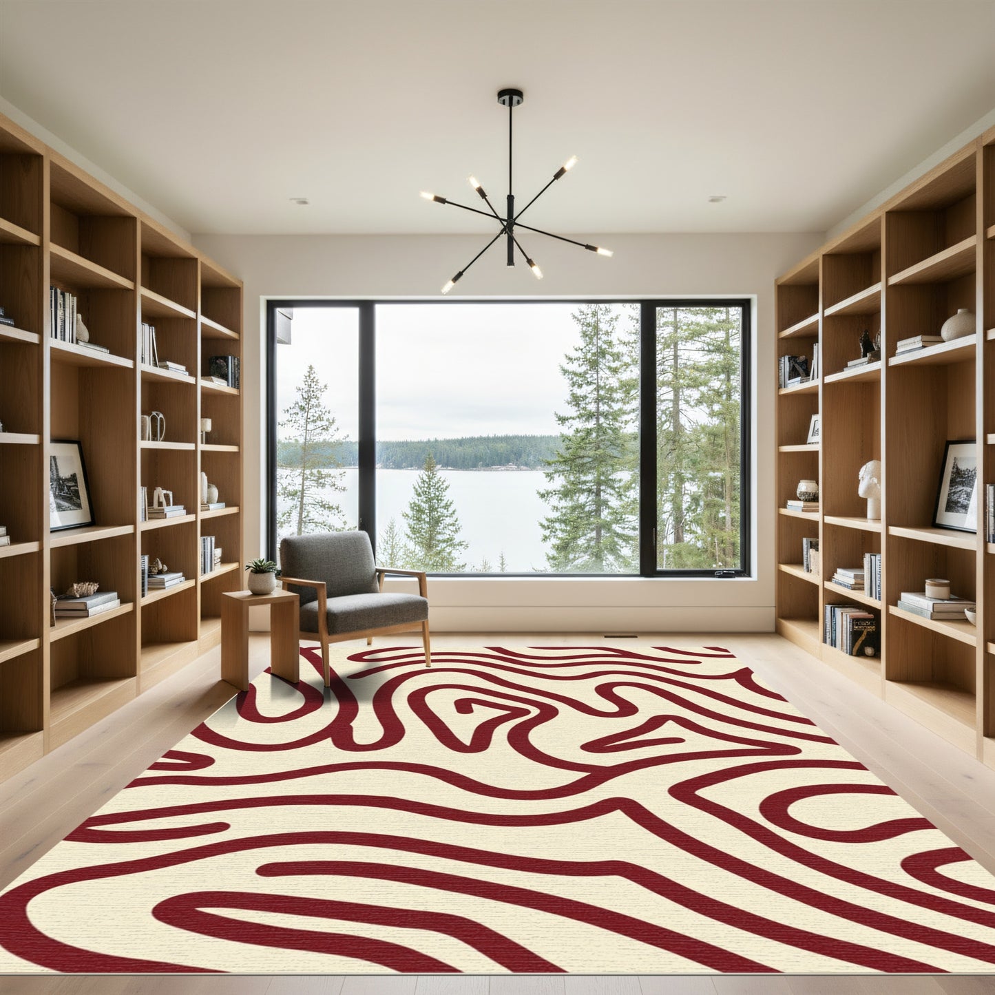Deep Crimson Organic Contour Rug