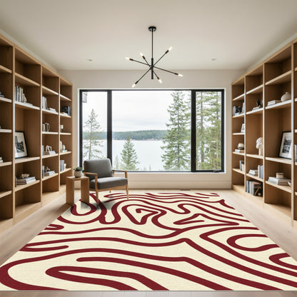 Deep Crimson Organic Contour Rug