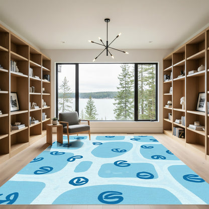 Light Blue Organic Swirls Rug