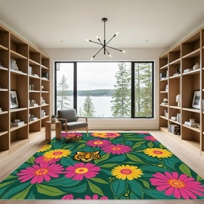 Vibrant Tiger Floral Garden Rug