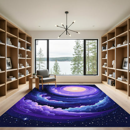 Vibrant Purple Nebula Swirl Rug