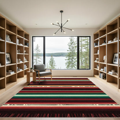 Warm Stripes Geometric Southwest Rug