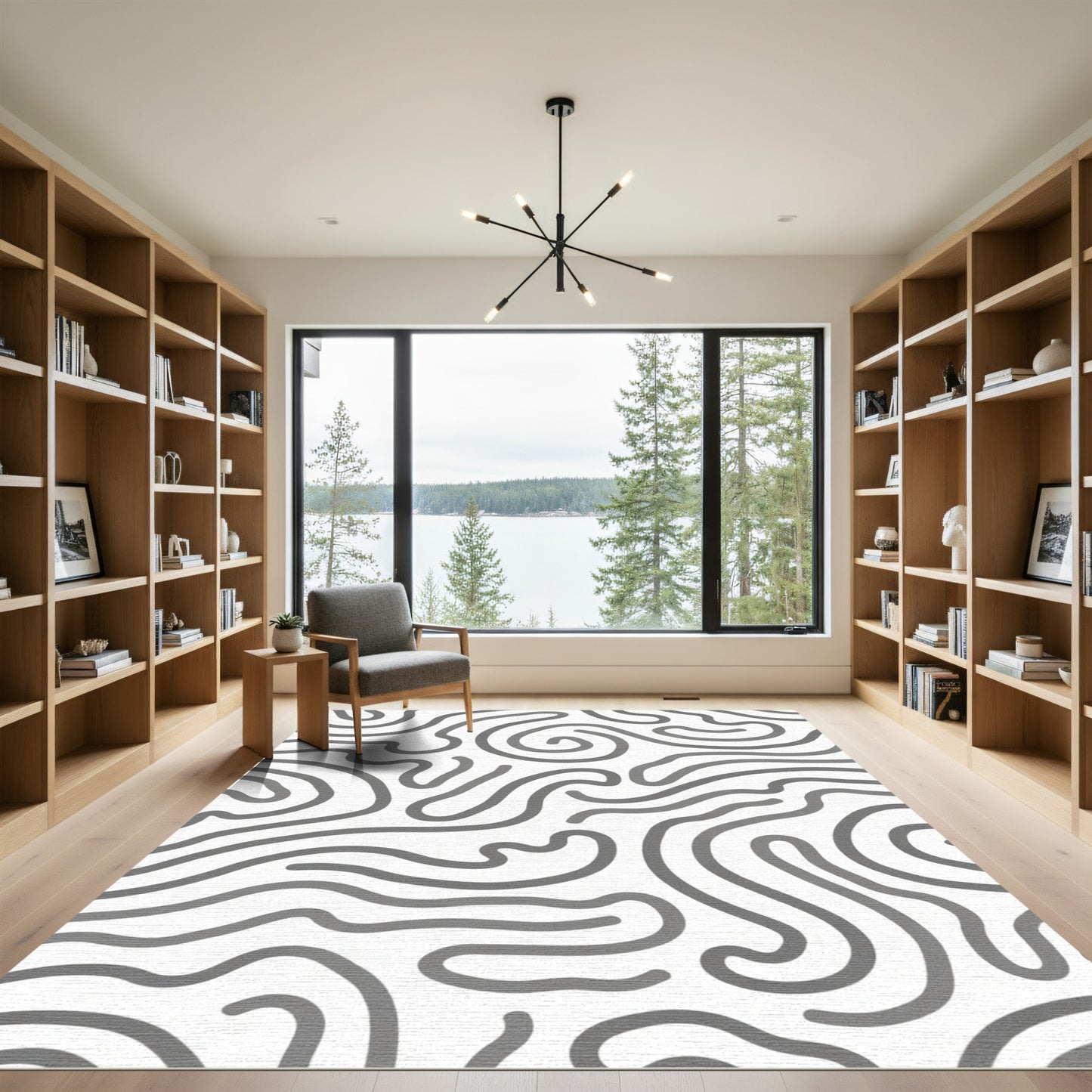 Gray Swirl Continual Line Rug