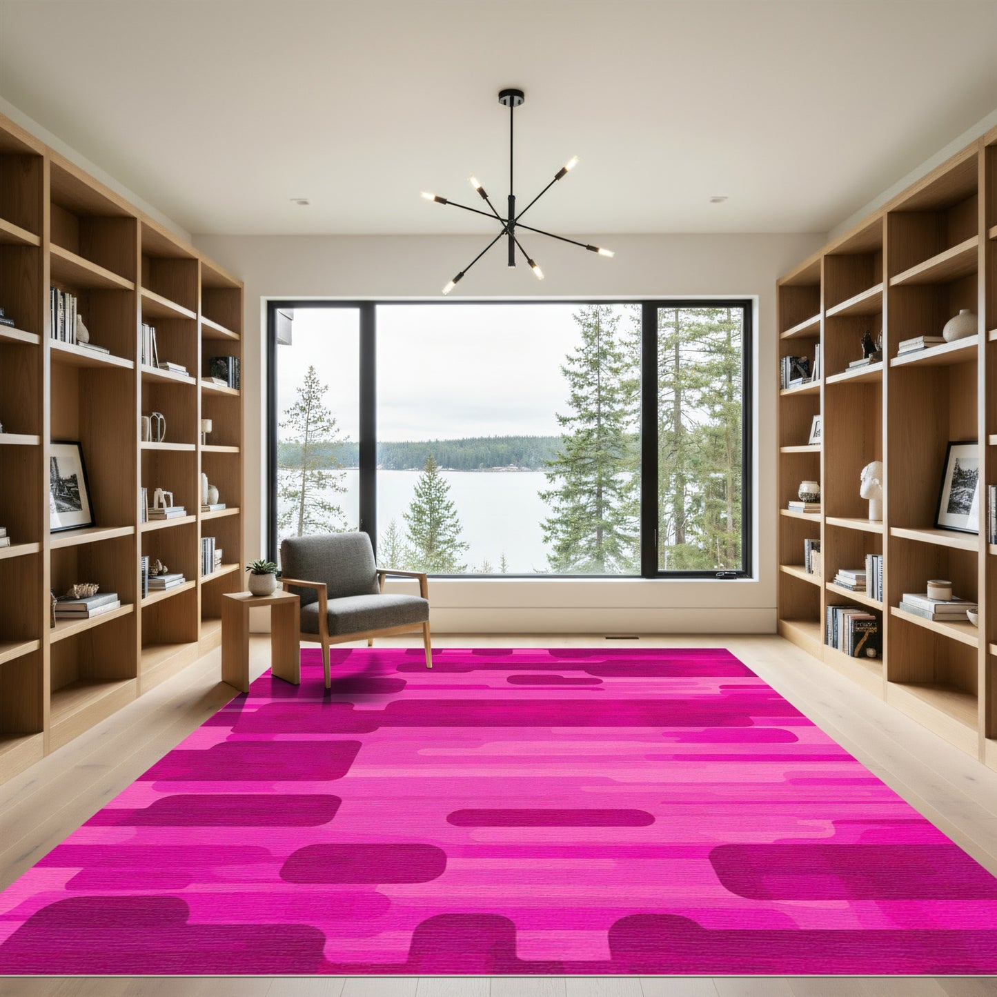 Bold Pink Abstract Stipes Rug