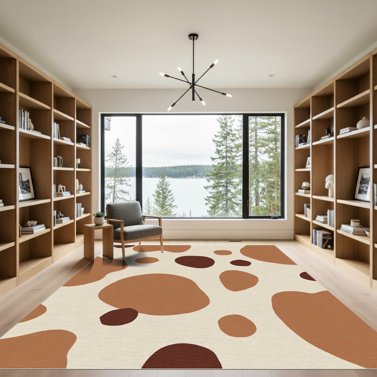 Monochromatic Brown Abstract Spots Rug