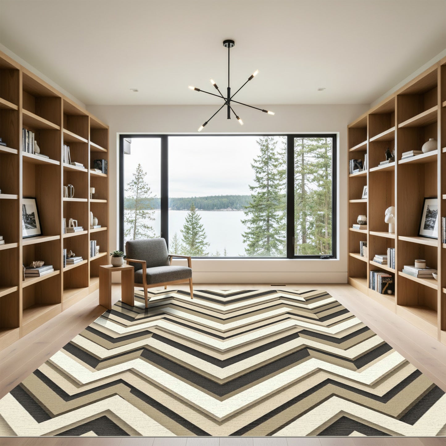 Earthy Tones Layered Zigzag Rug