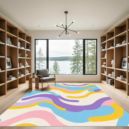 Retro Pastel Wave Swirl Rug