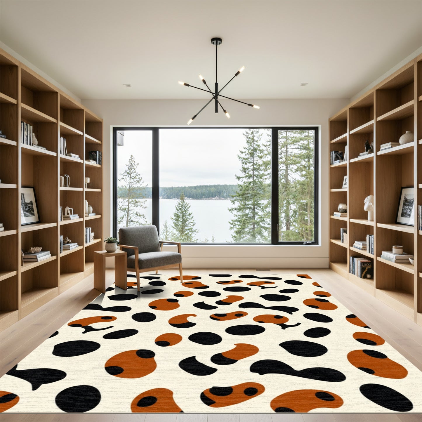 Brown Black Spotted Organic Shapes Rug