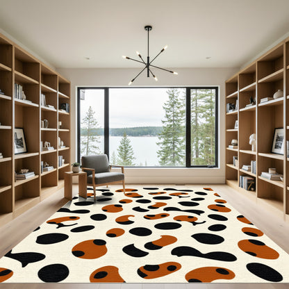 Brown Black Spotted Organic Shapes Rug