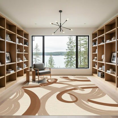 Earthy Brushstroke Swirl Rug