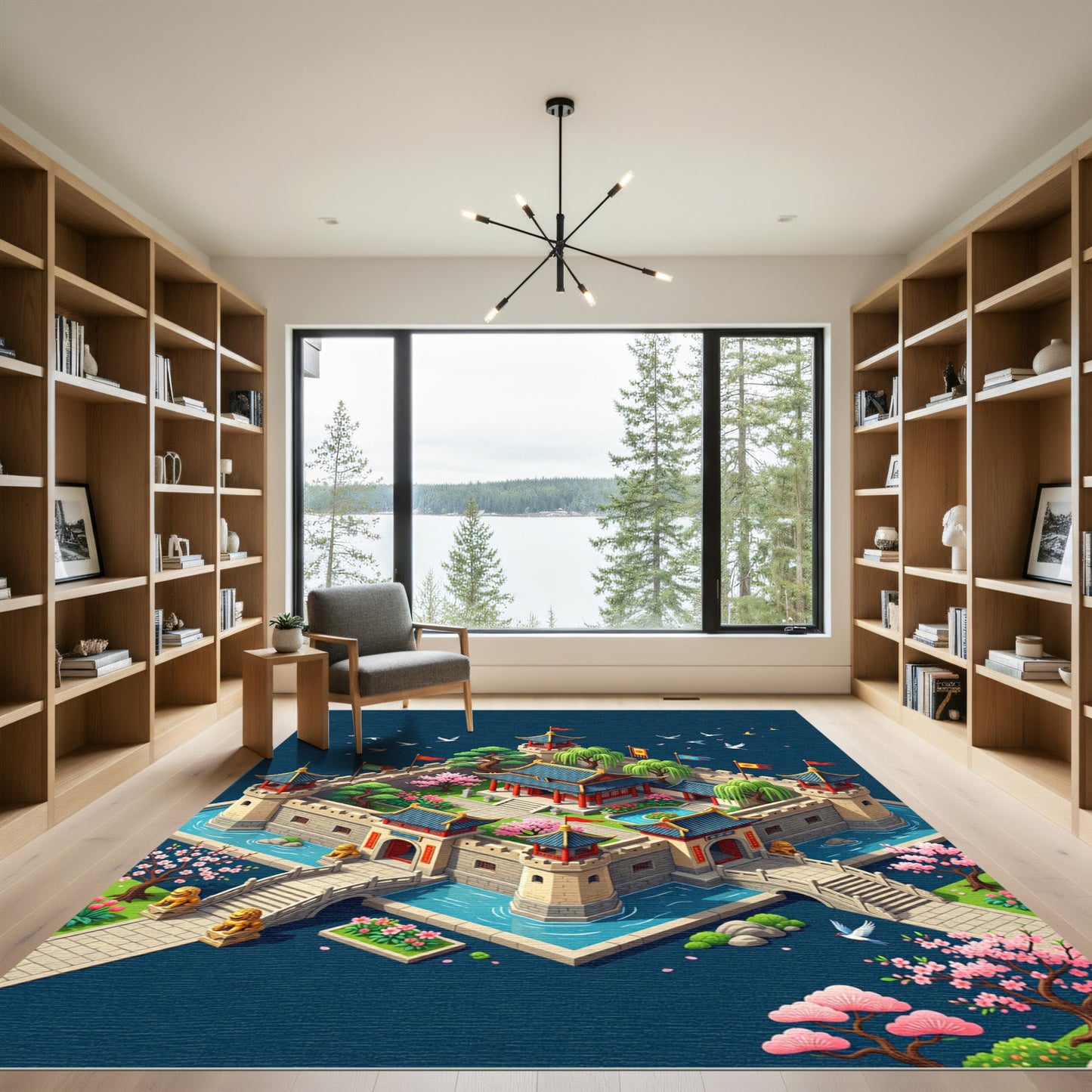 Imperial Palace Garden Isometric Illustration Rug