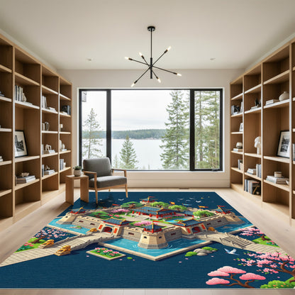 Imperial Palace Garden Isometric Illustration Rug