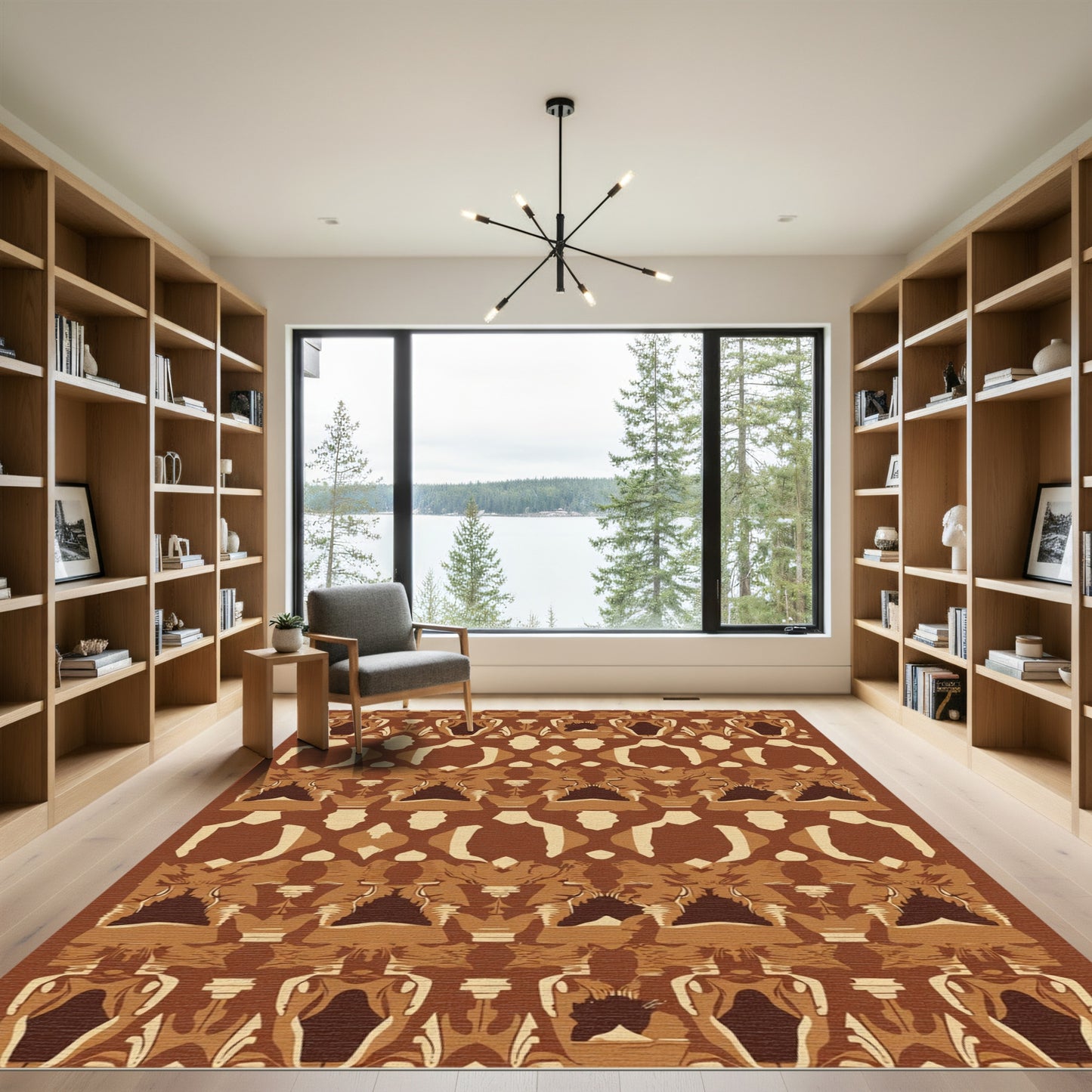 Terracotta Symmetrical Organic Arch Rug