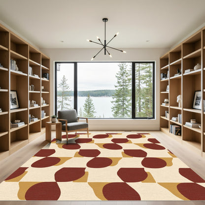 Retro Terracotta Organic Checkerboard Rug