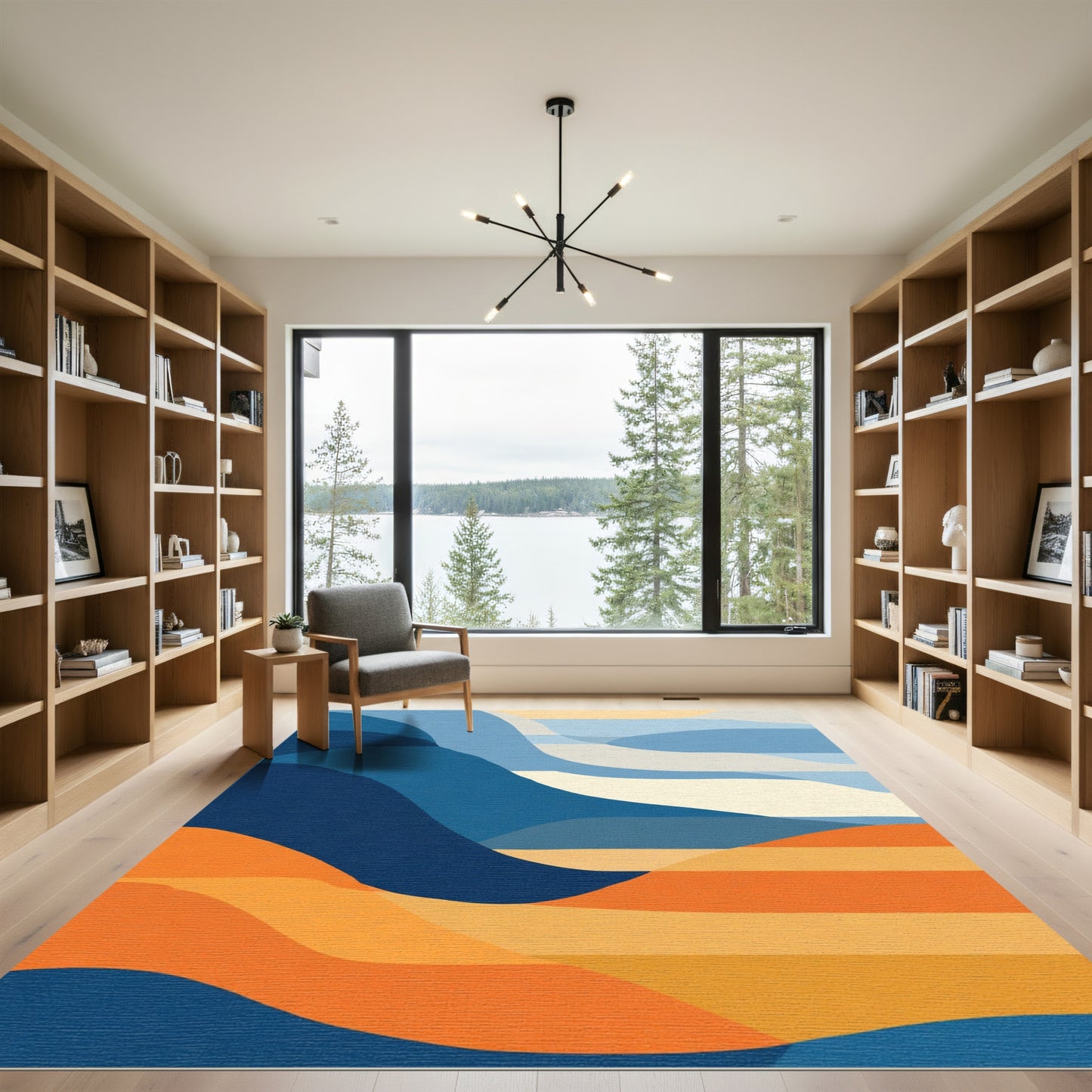 Coastal Horizon Abstract Wave Rug