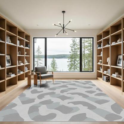 Neutral Gray Abstract Blotches Rug