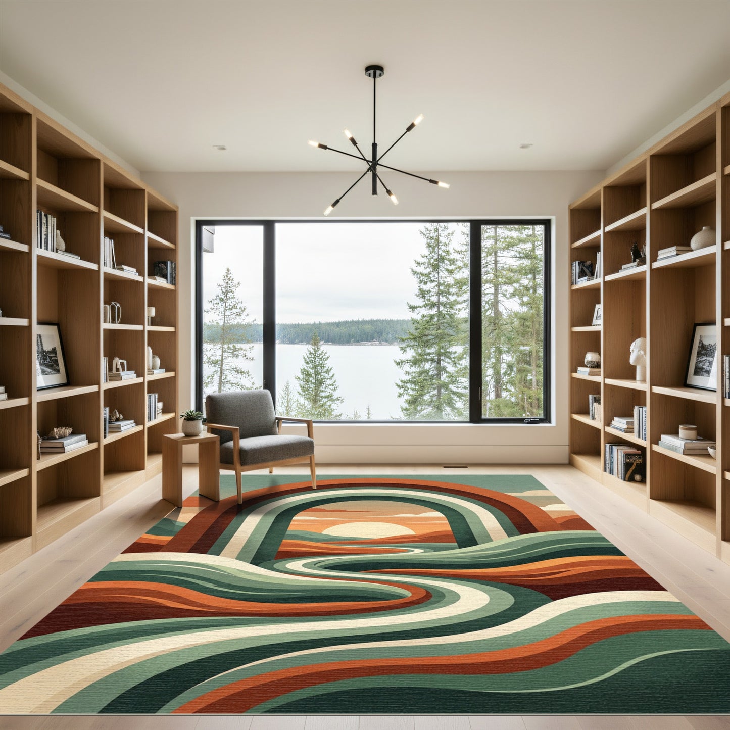 Sunset Arch Abstract Earthy Wave Rug