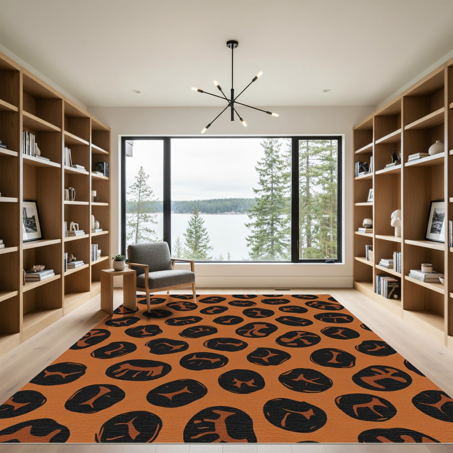 Orange Brown Blob Organic Composition Rug