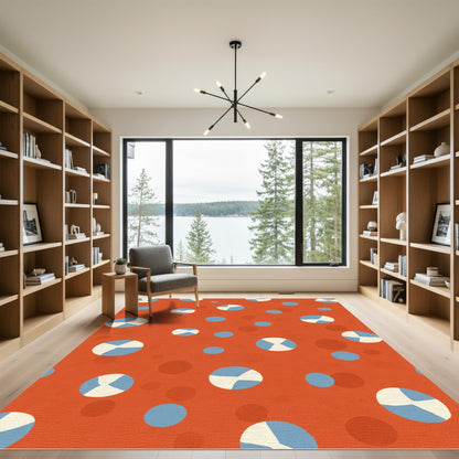 Orange Red Blue Dot Medley Rug