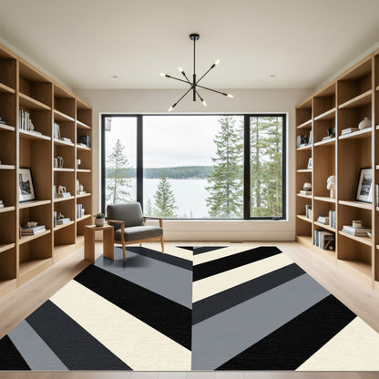 Monochromatic Chevron Stripe Composition Rug