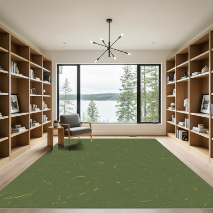 Earthy Green Sparse Brushstroke Rug