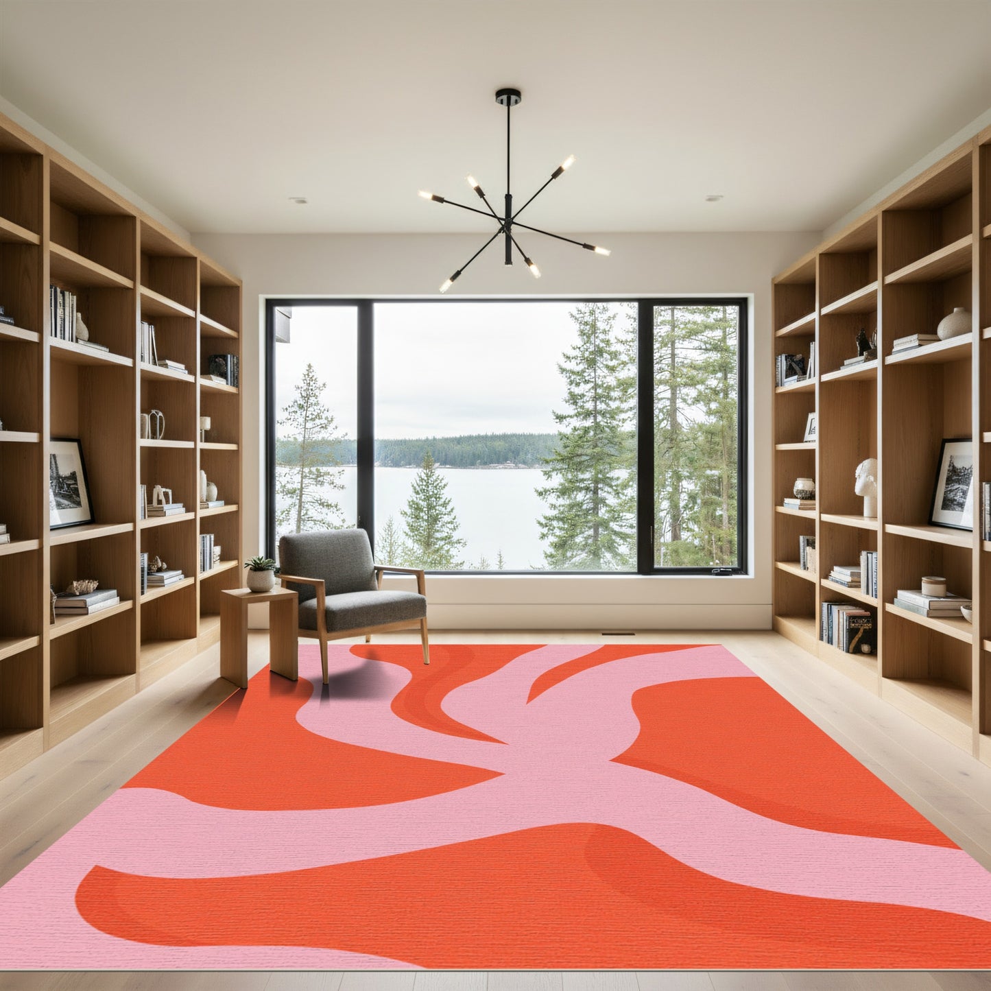 Orange Pink Swirl Flow Rug