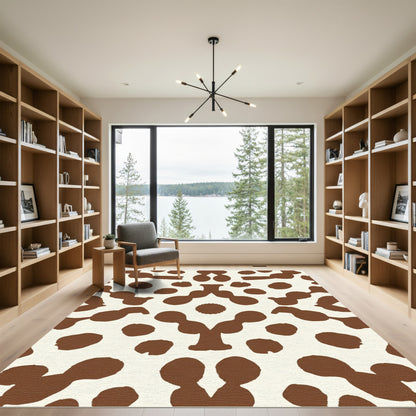 Brown and Cream Organic Shape Rug