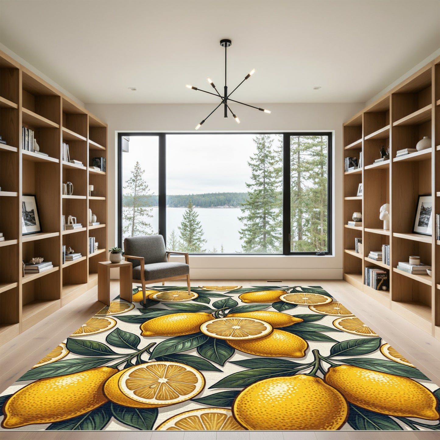 Lush Bright Yellow Lemon Citrus Grove Rug